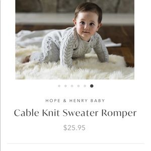 Hope & Henry Cable Knot Sweater Romper